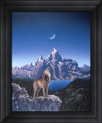 Framed Moon Wolf Print
