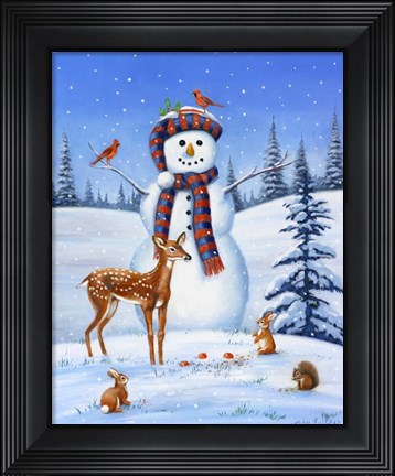 Framed Snowman I Print