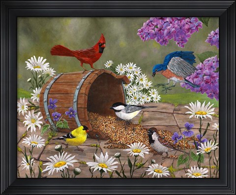 Framed Bucket Birds Print