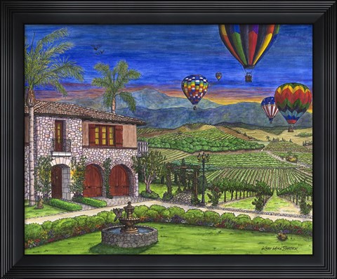 Framed Vineyard Balloons Print