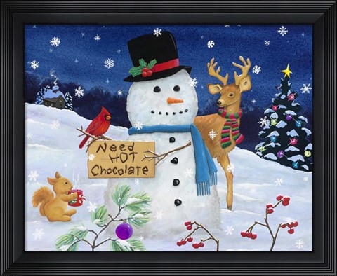 Framed Hot Chocolate Snowman Print