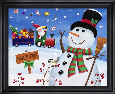 Framed Noth Pole Snowman Print