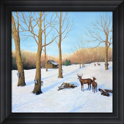 Framed Winter Cabin Print