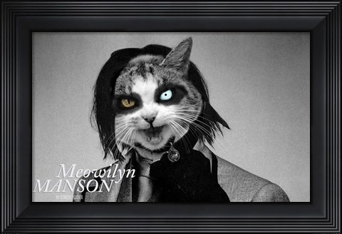 Framed Meowilyn Manson Print