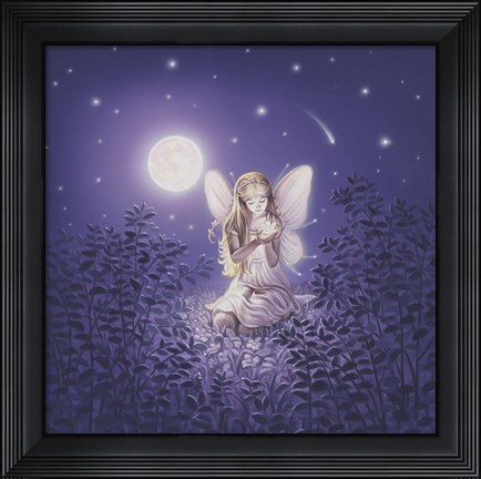 Framed Girl With Night Flower Print