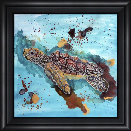 Framed Tortuga Gold Print