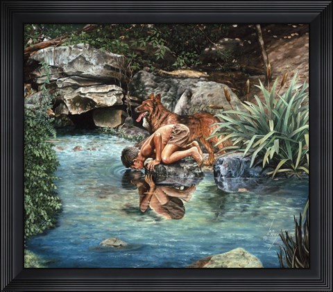 Framed Sharing the Water Print