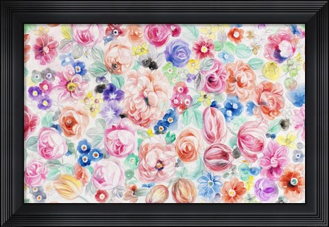 Framed Festive Flower Patterns III Print