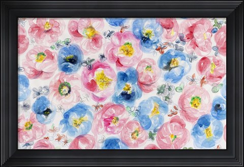 Framed Festive Flower Patterns IV Print