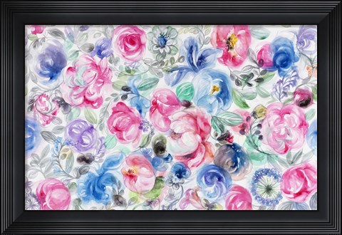 Framed Festive Flower Patterns V Print