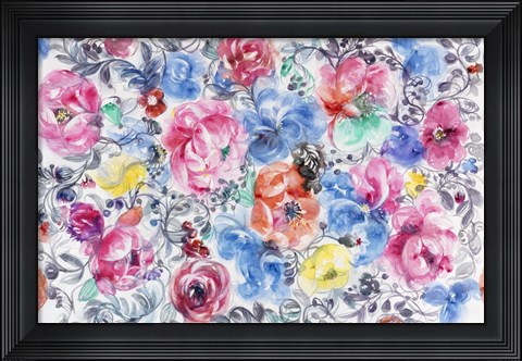 Framed Festive Flower Patterns VI Print