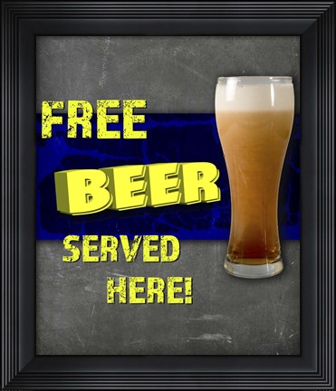 Framed Dorm Room Pub Free Beer Print