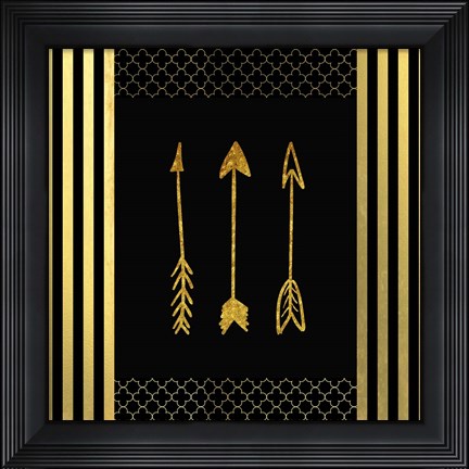 Framed Black &amp; Gold - Feathered Fashion Arrow Print