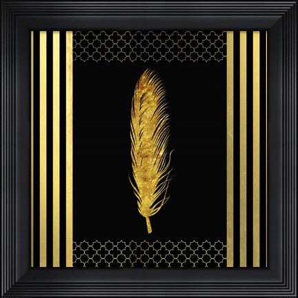 Framed Black &amp; Gold - Feathered Fashion Print