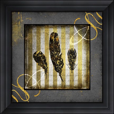 Framed Black &amp; Gold - Feathers Print