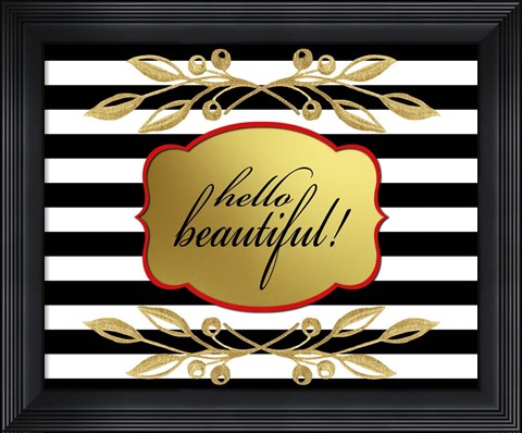 Framed Gold Hello Beautiful Print