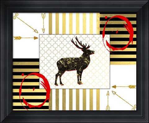 Framed Gold Love Stag Right Print