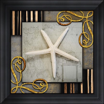 Framed Gold Sea Scape 3 Print