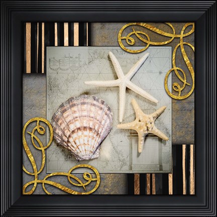 Framed Gold Sea Scape 4 Print