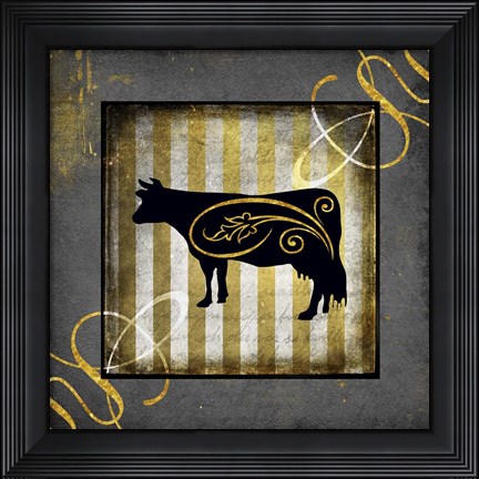 Framed Gold Welcome To Our Bistro Cow 2 Print
