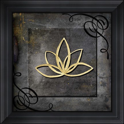 Framed Grunge Gold Crown Lotus Print