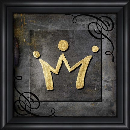 Framed Grunge Gold Crown Print
