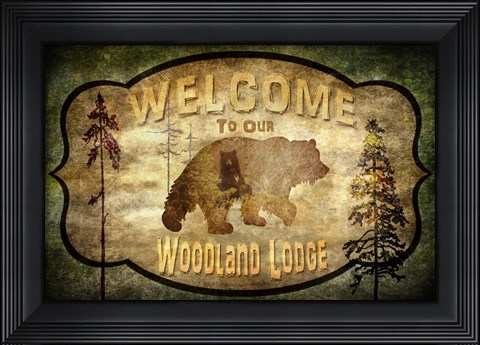 Framed Welcome - Lodge Black Bear 1 Print