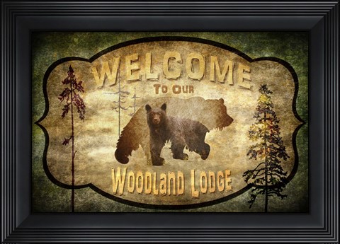Framed Welcome - Lodge Black Bear 2 Print
