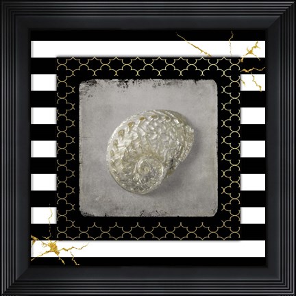 Framed Golden Sea With Stripes 2 Print