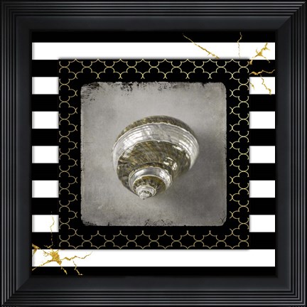 Framed Golden Sea With Stripes 3 Print