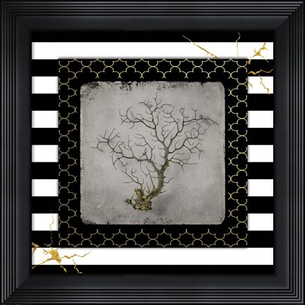 Framed Golden Sea With Stripes 4 Print