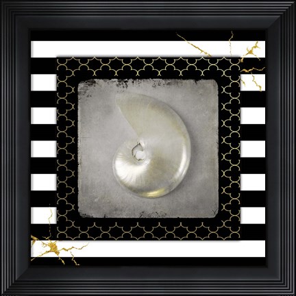 Framed Golden Sea With Stripes 5 Print