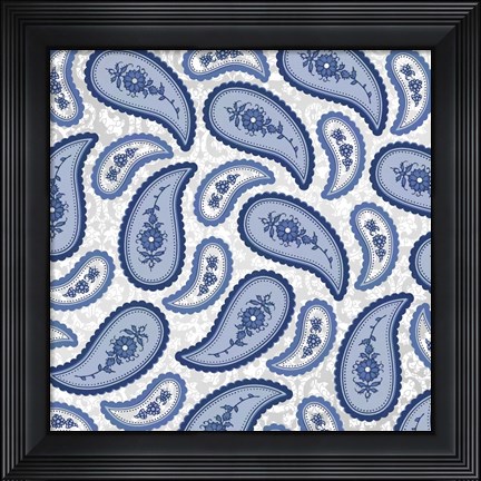 Framed Camo Paisley 4 Blue 2 Print
