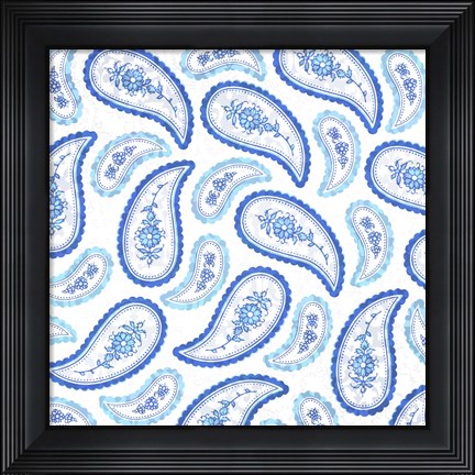 Framed Camo Paisley 4 Blue 3 Print