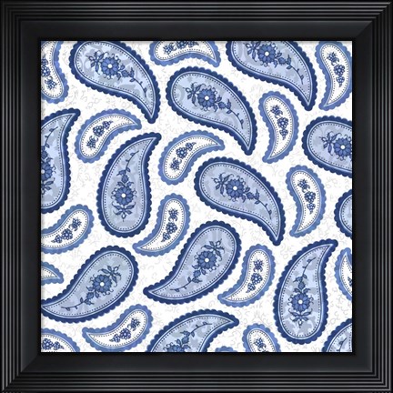 Framed Camo Paisley 4 Blue Print