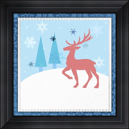 Framed Christmas Deer 1 Print