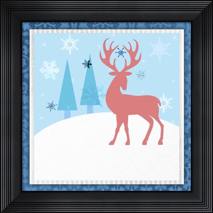 Framed Christmas Deer 2 Print