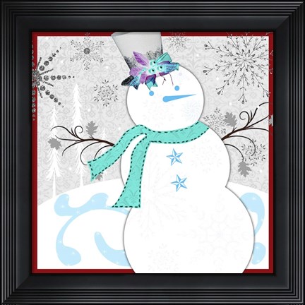 Framed Christmas Snowman 1 Print