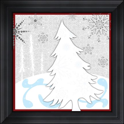 Framed Christmas Snowman Tree Print