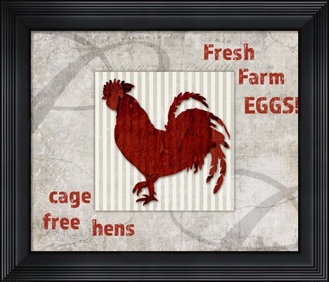 Framed Decorative Pattern Farm Fresh Chicken Print