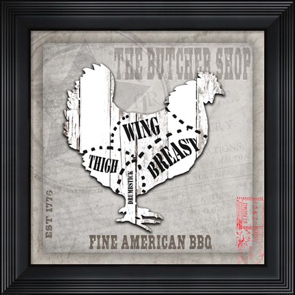 Framed American Butcher Shop Chicken Print