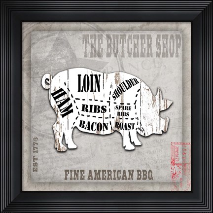 Framed American Butcher Shop Print