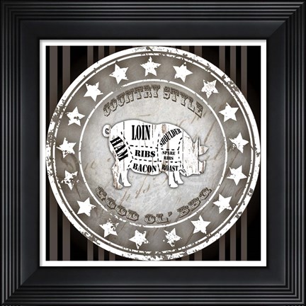 Framed Good Ol' BBQ Square Pig Print