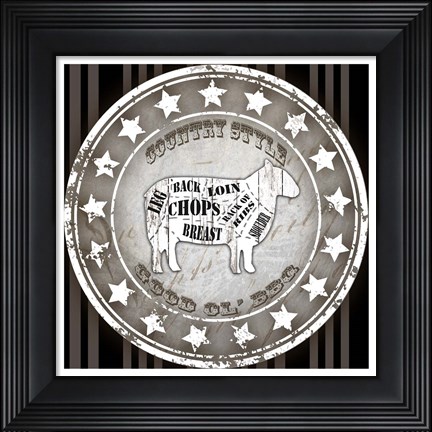 Framed Good Ol' BBQ Square Sheep Print