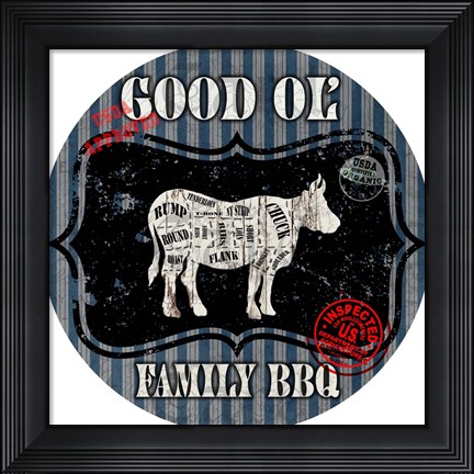 Framed Good Ol&#39; Family BBQ Round Cow Print