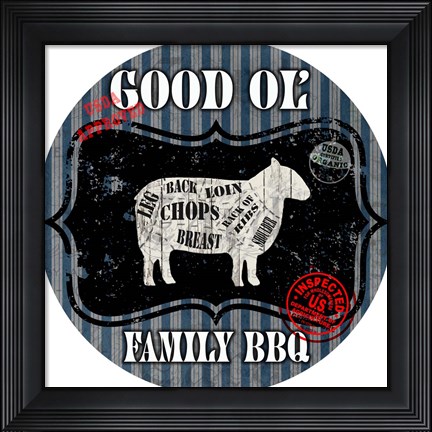 Framed Good Ol&#39; Family BBQ Round Print