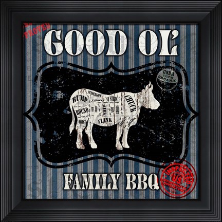 Framed Good Ol' Family BBQ Square Cow Print