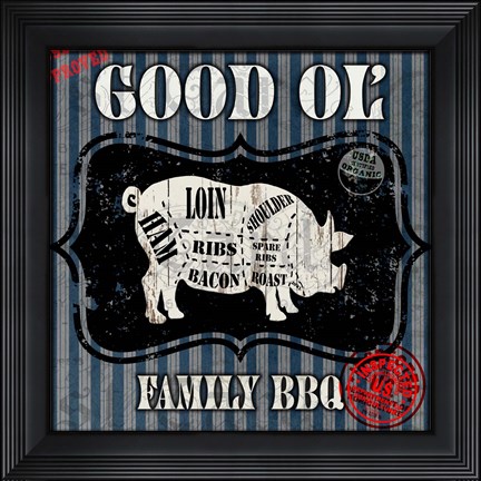 Framed Good Ol&#39; Family BBQ Square Pig Print