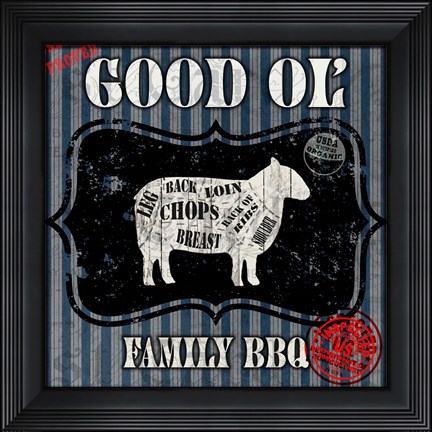 Framed Good Ol' Family BBQ Square Sheep Print
