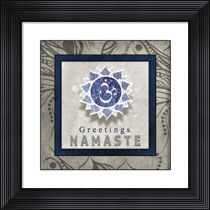 Framed Chakras Yoga Tile Namaste V1 Print